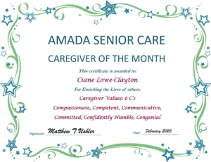 2023.02 - Caregiver of the Month - Lowe-Clayton, Ciane