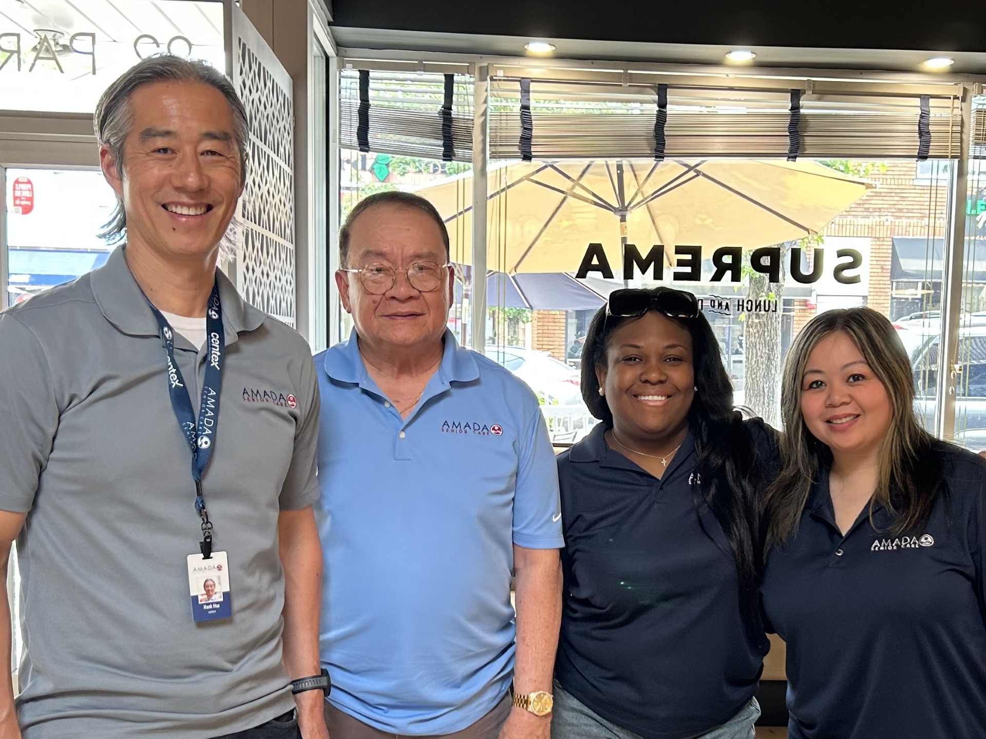 Amada Senior Care Hoboken team members gathered together at a team-building lunch in Rutherford, New Jersey.