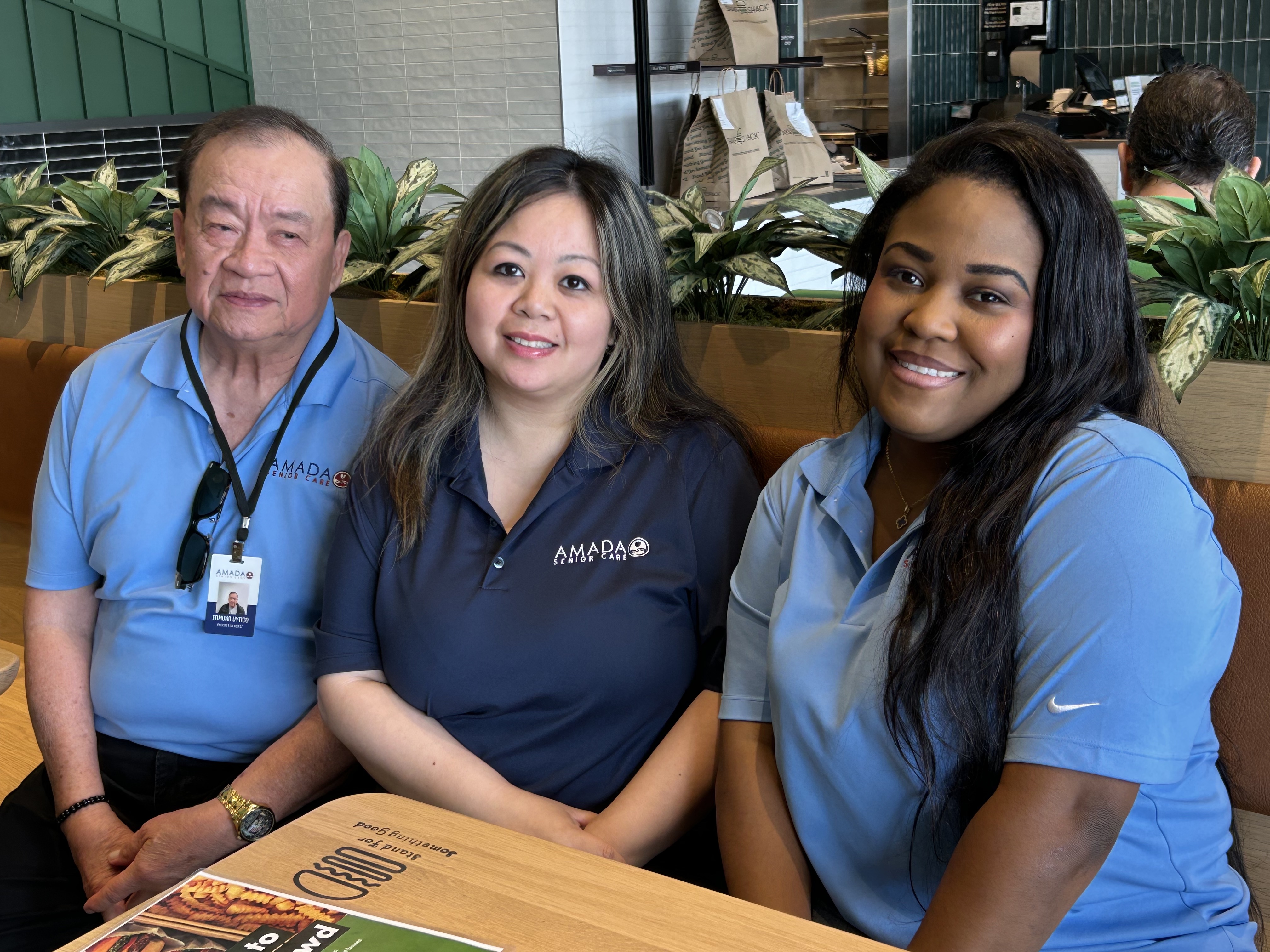 Amada Senior Care Hoboken team members gathered together at a team-building lunch in Secaucus, New Jersey.