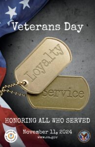 Veterans Day appreciation flyer for senior veterans