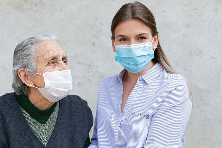 caregiving with masks
